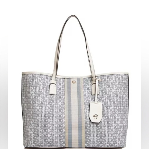 Tory Burch Handbags - Tory Burch Patterned Tote in Gray and Cream Gemini Link